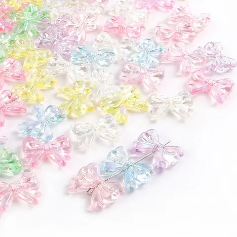 30pcs 색상 혼합물 투명 아크릴 Bowknot 구슬 수제 Diy 액세서리 재료 팔찌 목걸이 액세서리 만들기