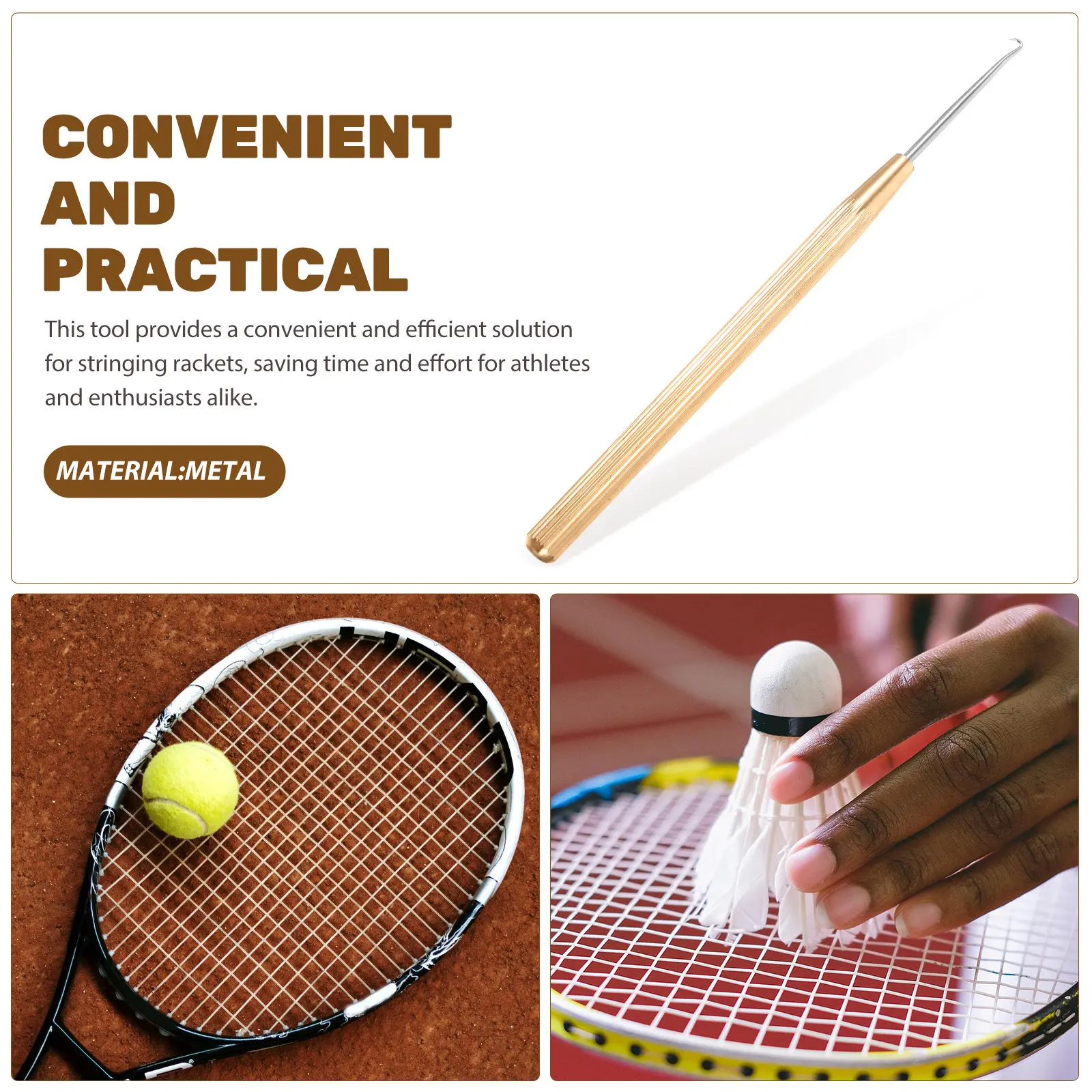 Sports Racket Stringing Hook Tool for Badminton Tennis Rackets Robust Metal Frame Non-Slip Grip Accurate String Alignment