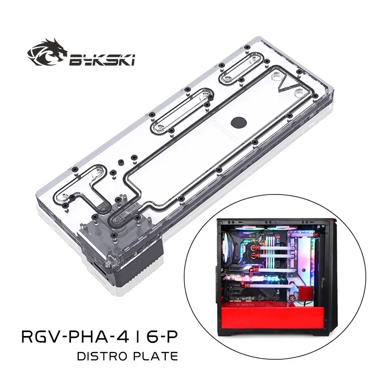 BYKSKI Acrylique précieux Utilisation pour Phanteks 416 Boîtier D'ordinateur/3PIN 5V D-RGB/ChlorDDC Pompe Eau Fraîche Canal Solution