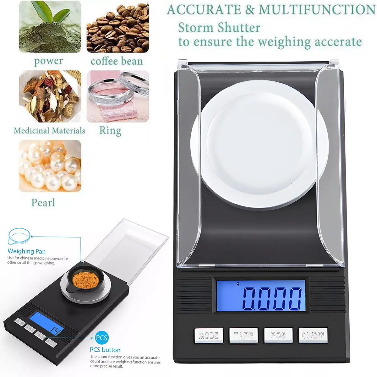 50G/0.001G Digital Weighing Scales Jewellery Gold Mini Micro Pocket Electronic