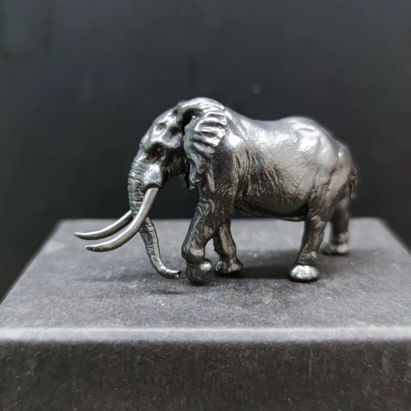 Brass Solid Distressed Mini Realistic Mammoth Elephant Ornaments Handicraft Fish Tank Landscape Tabletop Ornaments Attract Wealh