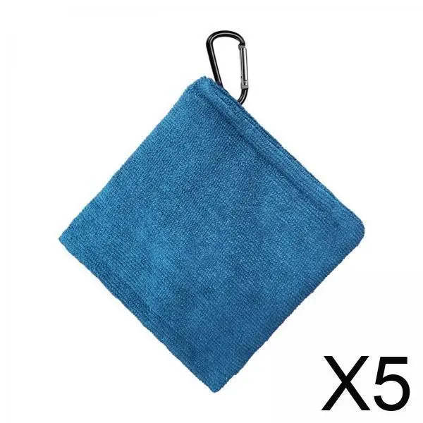 

5x Golf Ball Towel with Clip Golf Ball Cleaning Towel Square Wipe Golf Club Microfiber Small Size Golf Ball Cleaner Pocket