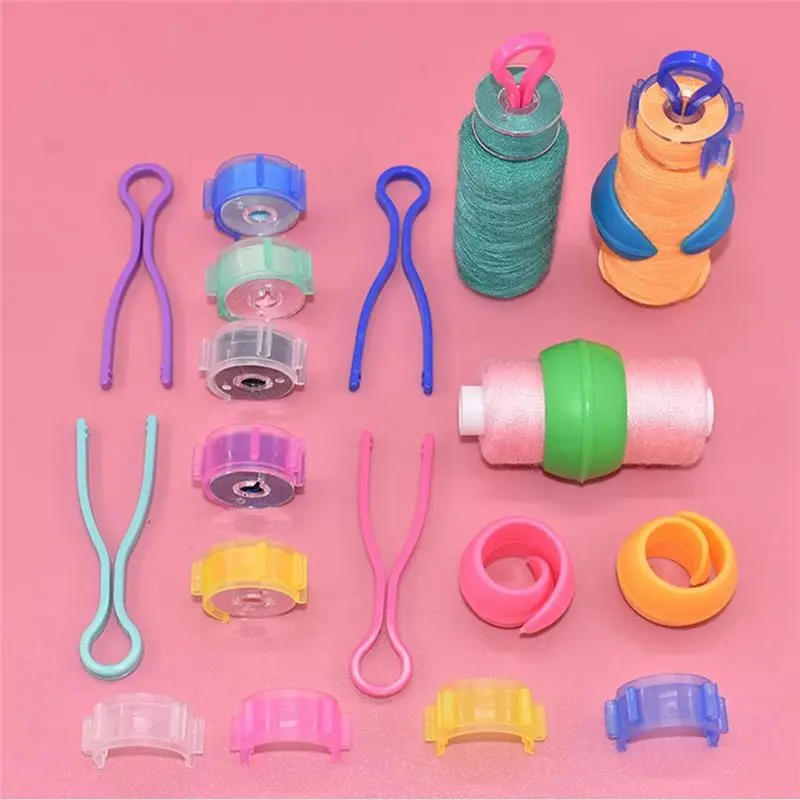Y51A 142 Pcs Bobbin Thread Organizing Clips Set, Silicone Bobbin Holders Thread Spool Huggers for Sewing Machine, Plastic