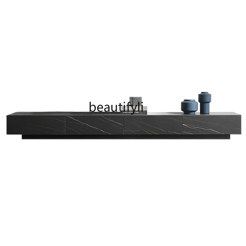 Italian Minimalist Light Stone Plate Deck TV Cabinet Light Luxury Modern Guest with Drawer Floor Cabinet furniture