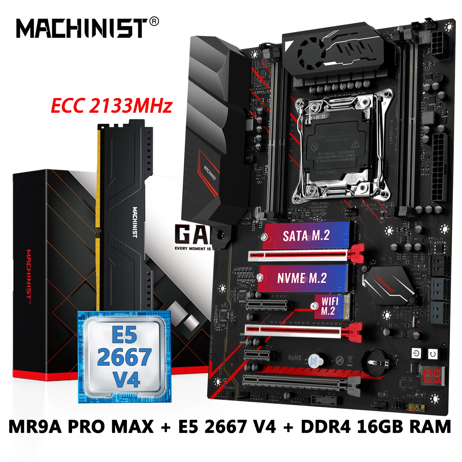 MACHINIST X99 kit Xeon Motherboard LGA 2011-3 CPU E5 2667 v4 process Set 16gb ECC DDR4 RAM Memory  USB3.0 NVME M.2 MR9A PRO MAX