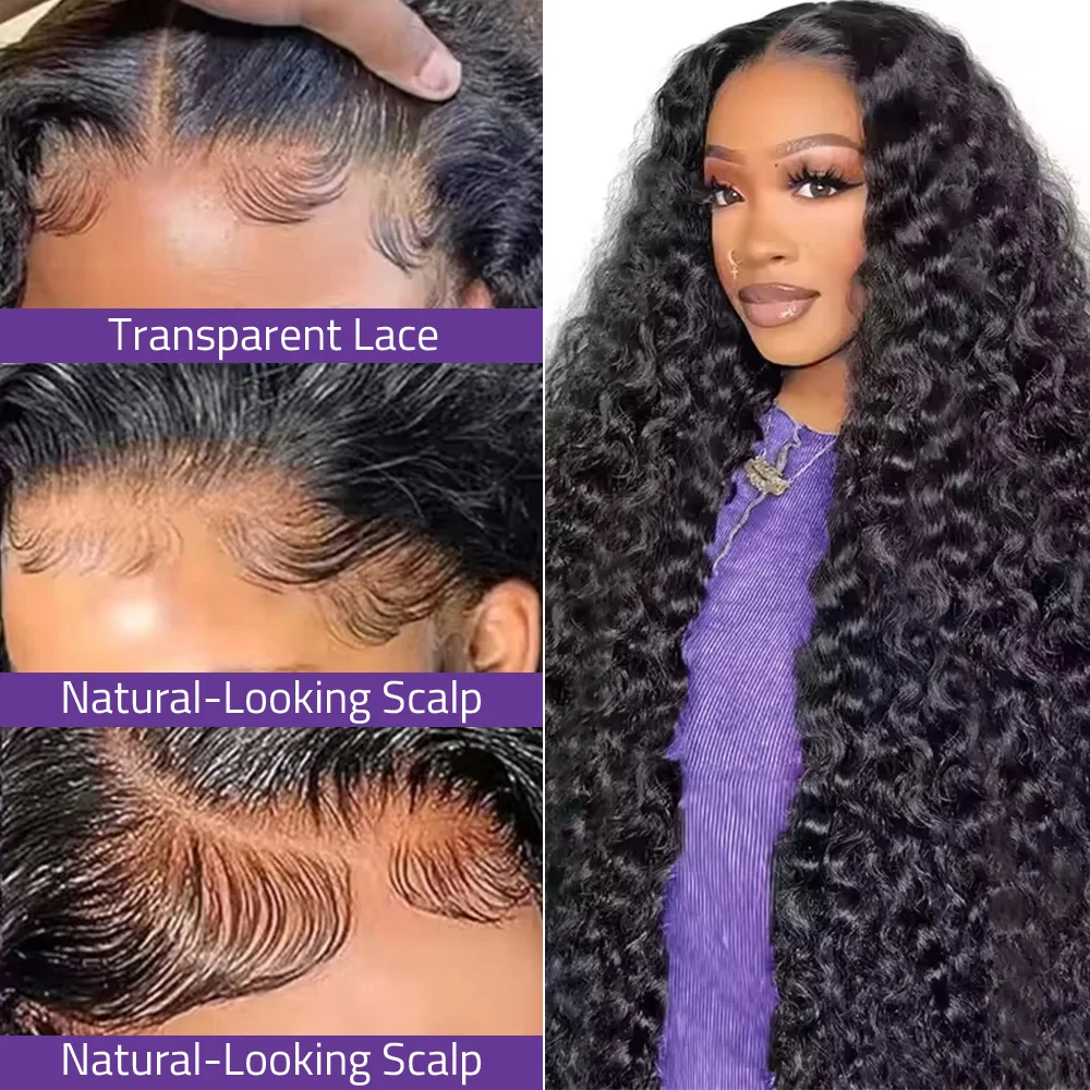 38 بوصة موجة عميقة أمامي الدانتيل الباروكة 13x4 13x6 HD الدانتيل شعر مستعار أمامي 100% شعر الإنسان 200% الكثافة الأسود موجة عميقة شعر بشري مجعد شعر مستعار