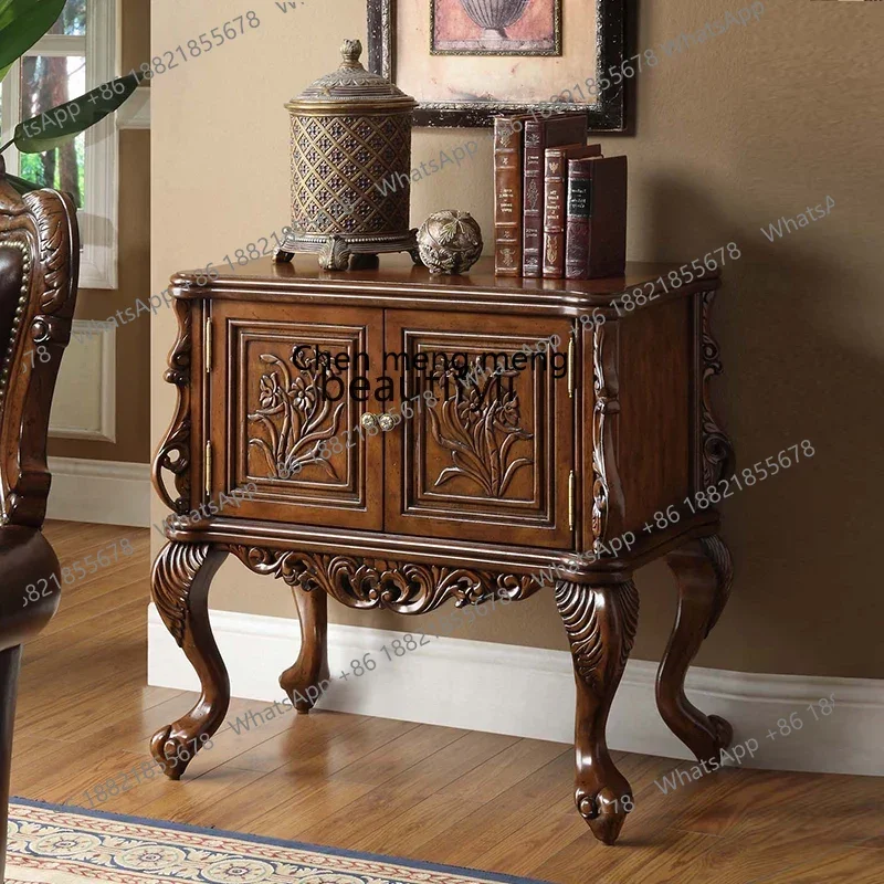 D178 Gabinete de madera maciza antiguo de estilo americano, taquilla, decoración tallada de estilo europeo, gabinete de almacenamiento para el hogar, dormitorio