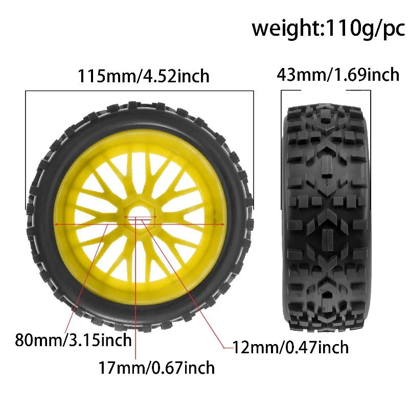 RS 1/8 Scale Off-Road Truck Tires R295 - Fits Serpent SRX8 & Kyosho MP9