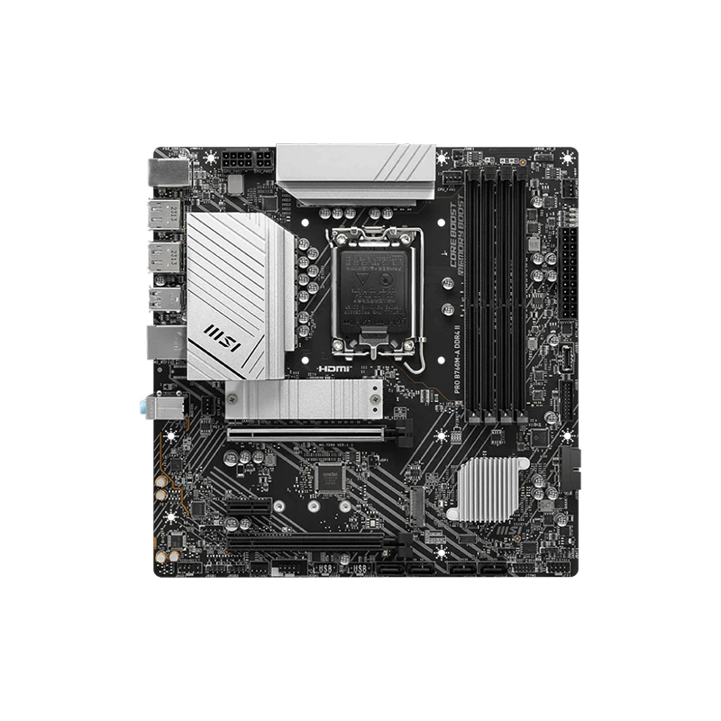 اللوحة الأم MSI PRO B760M-A DDR4-II Intel B760 لـ DDR4 128GB PCI-E 4.0 SATA3.0 M.2 Micro-ATX