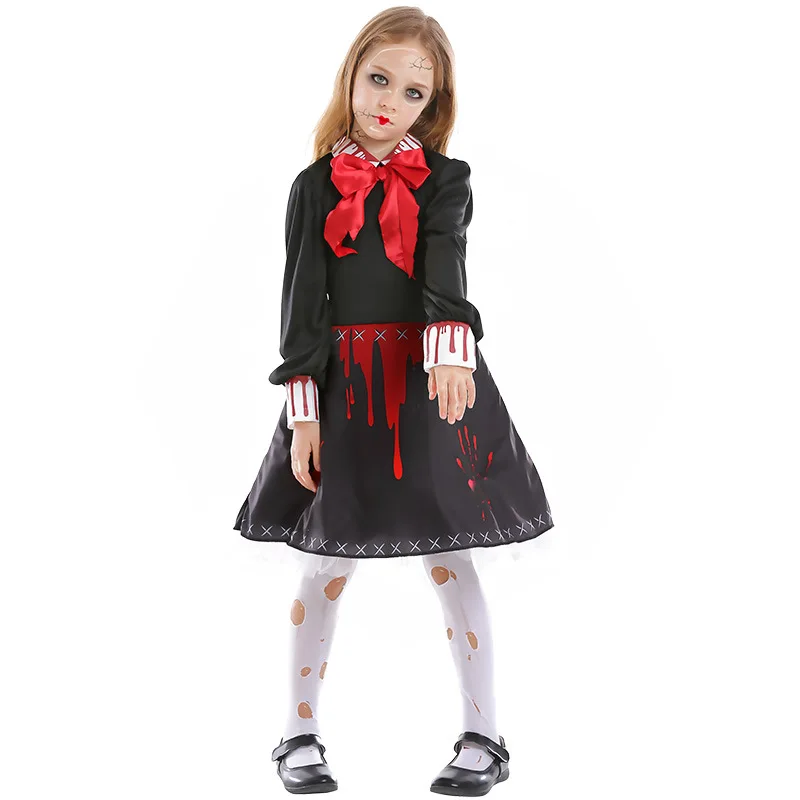 

Halloween Cosplay Horror Porcelain Doll Blood Costume For Children's