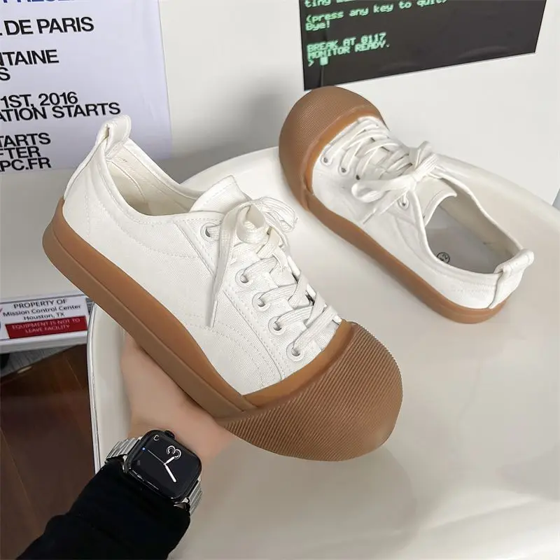 

Unisex Big Head Board-shoe White Platform Canvas Shoes High Street Fashion Commuting Luxury Brand Couple Casual Sneakers