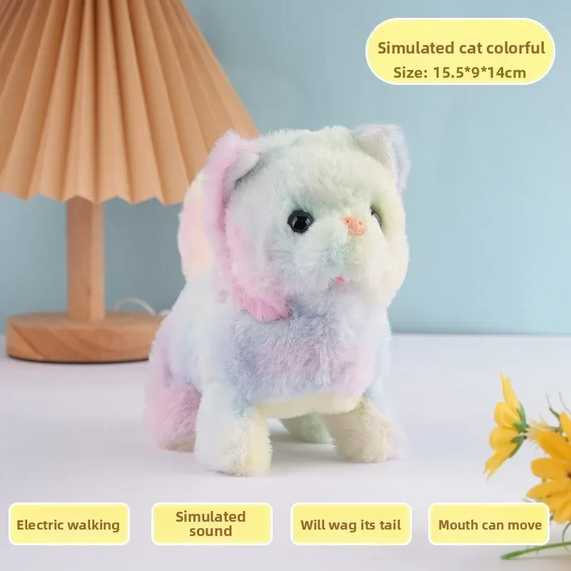  لعبة القطط القطيفة الكهربائية المشي نباح آلة متحركة محاكاة لعبة الحيوانات الأليفة القطيفة للقطط اللعب التفاعلي والترفيه #5