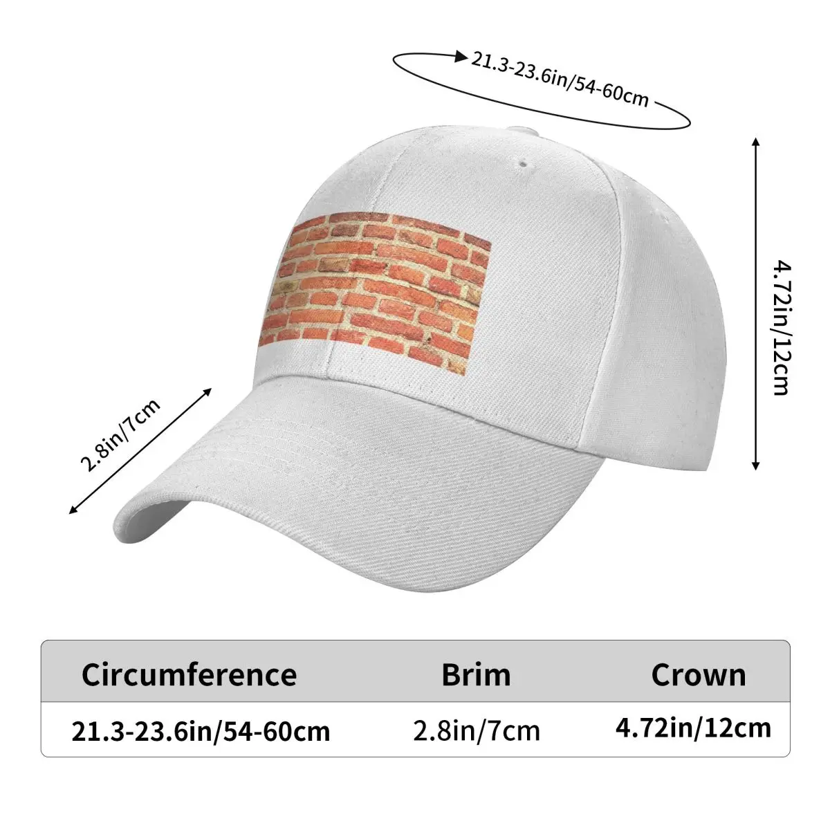 The Red Brick Wall Cap Fashion Casual Baseball Caps Adjustable Hat Unisex Baseball Hats Customizable Polychromatic