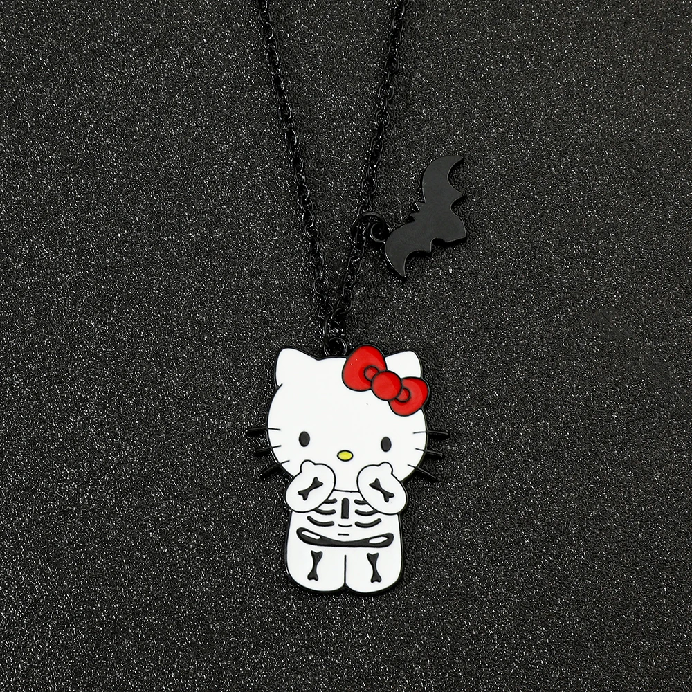 Kawaii Sanrio Hello Kitty Cartoon Necklace Creative Halloween Style Neck Chain For Party Dress Up