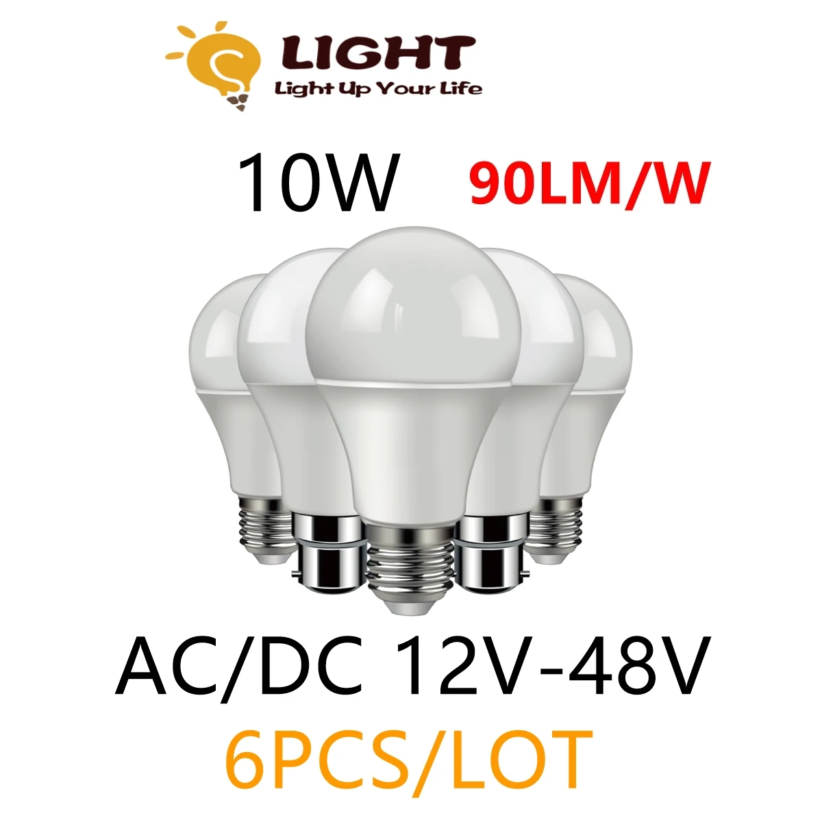 6pcs/lot DC/AC 12V-48V LED Bulb E27 B22 Lamps 10W Bombilla For Solar Led Light Bulbs 12 Volts Low Voltages Lamp Lighting