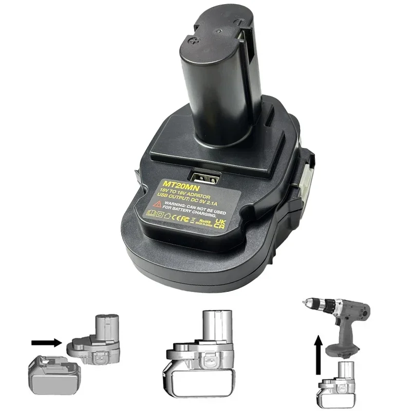 Adaptador conversor de bateria mt20mn 18v li, acessórios de ferramenta elétrica para adaptador de substituição makita, bateria de conversão (sem bateria)