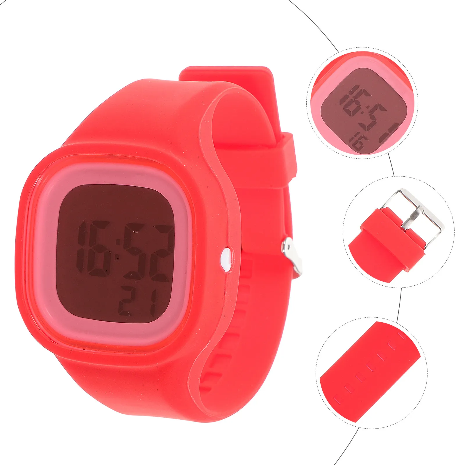 

Красочные электронные часы, красные, водонепроницаемые, с функцией секундомера, будильником, подсветкой, для плавания на глубине до 50 м, силиконовые, спортивные наручные часы