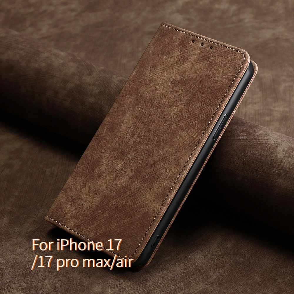 

Wallet Cover Flip Case for APPLE iPhone 17 Pro Max 2025 Cases Kickstand Coque Iphone AIR Pro Card Slot Case Luxury Hard Shell