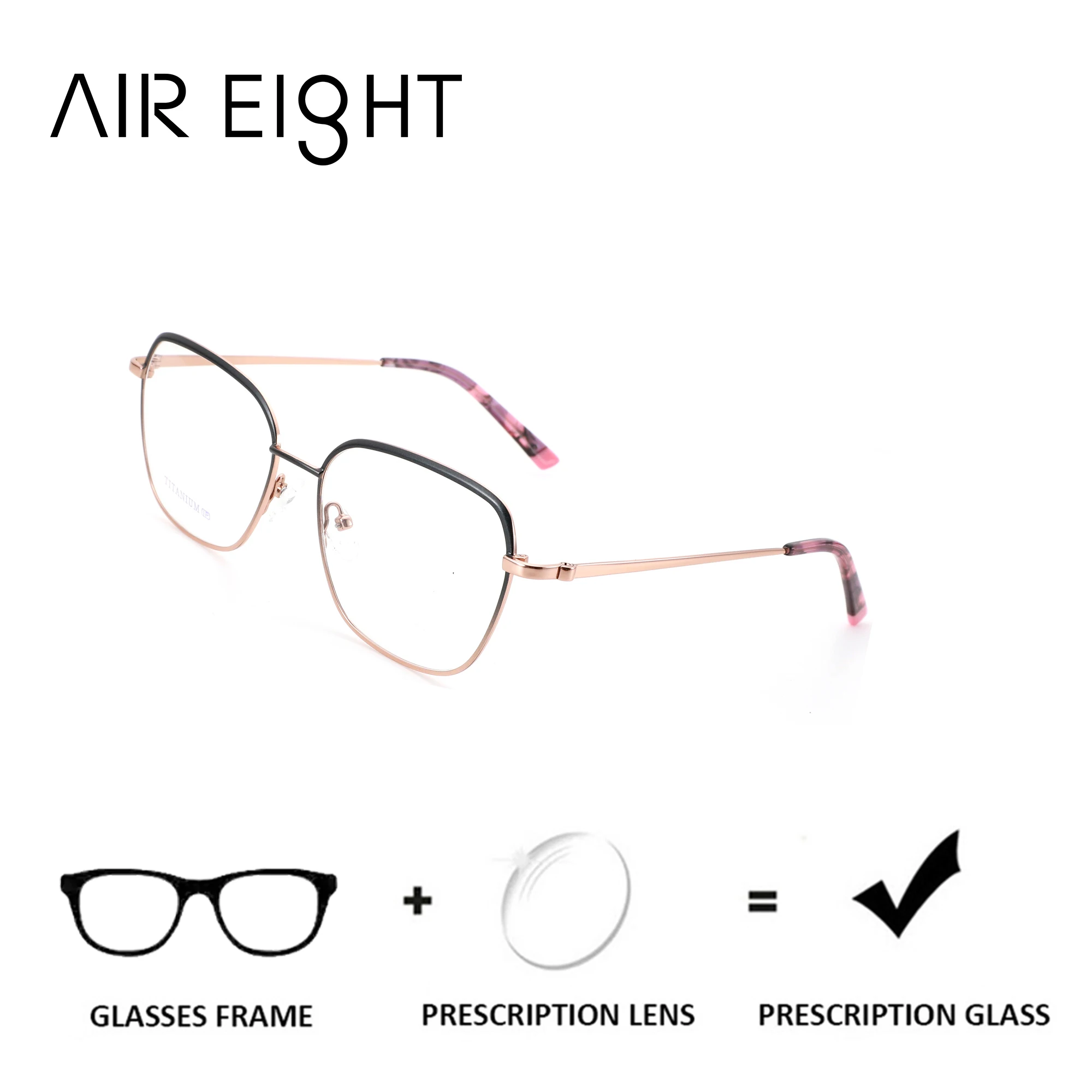 

AIR EIGHT XL Size Trendy Titanium Butterfly Prescription Glasses For Women Myopia Optical Lenses Blue Light Photochromic Eyewear