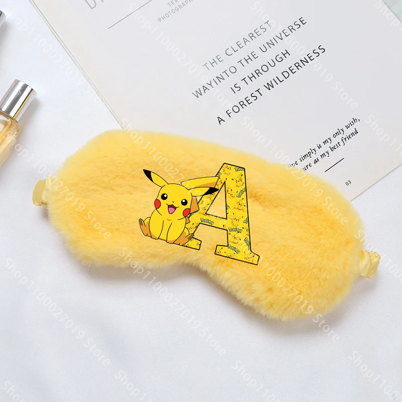 Masque de sommeil Pokemons Pikachus 7,48 pouces pour adultes pour mieux dormir, anti-lumière, masque de nuit doux, bandeau pour les yeux mignon avec lettres, cadeaux