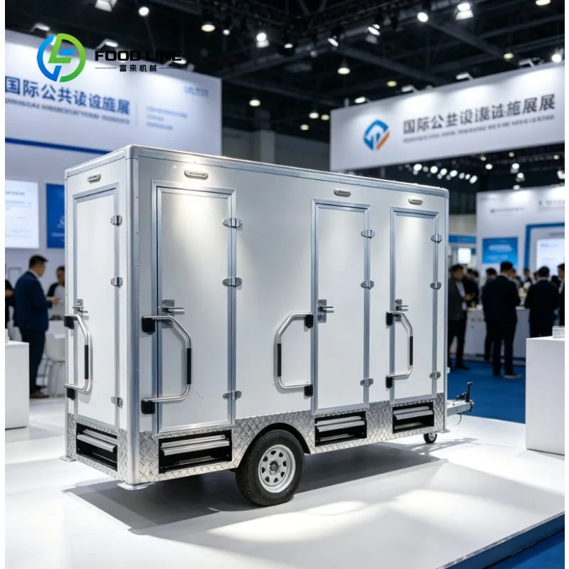 Custom Luxury Steel Mobile Bathroom Trailer Portable Toilets with Bidet Shattaf Sprayer for Outdoor Park, Hotels and Resorts Use