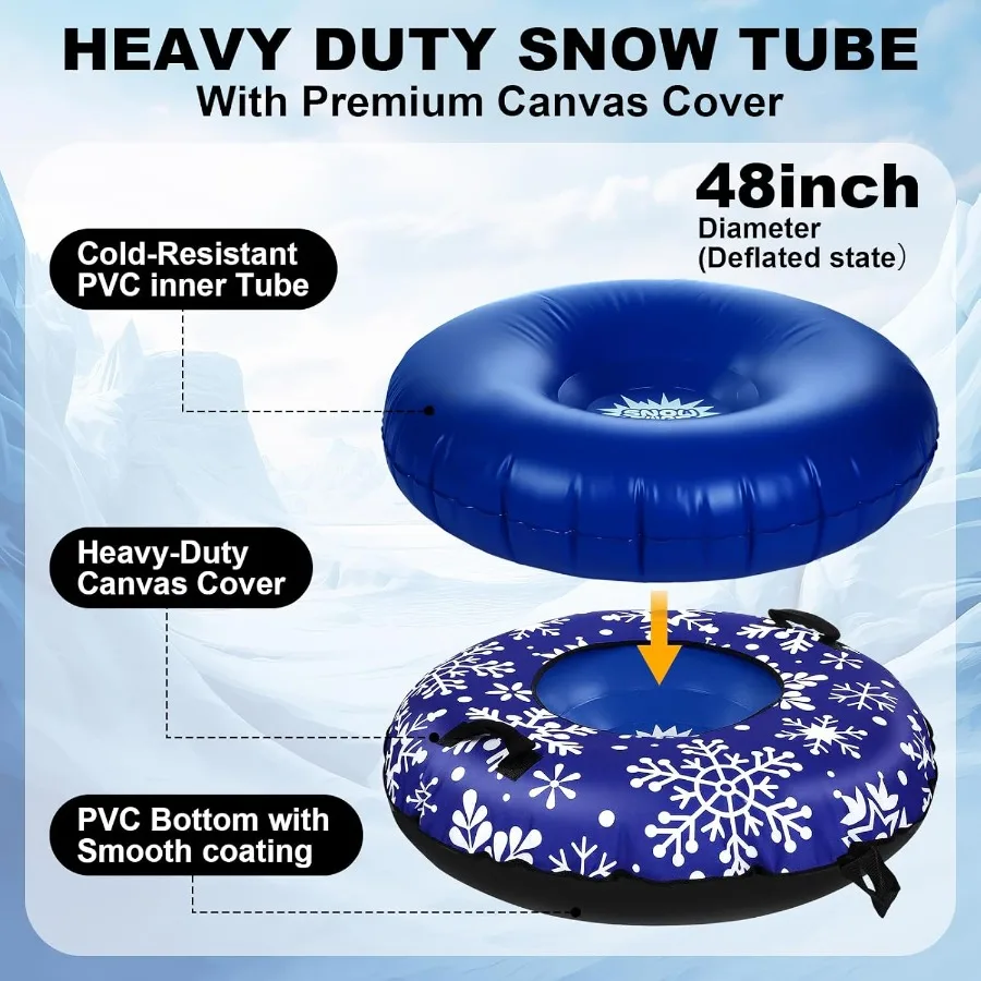 47-inch sneeuwbuizen opblaasbare sneeuwslee met handvatten voor volwassenen dikke zware bodemsleeën winterspeelgoed voor buitensporten sl