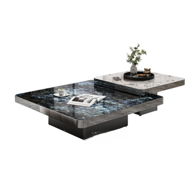 

New microcrystalline stone marble coffee table combination light luxury minimalist rock slab home living room coffee table high