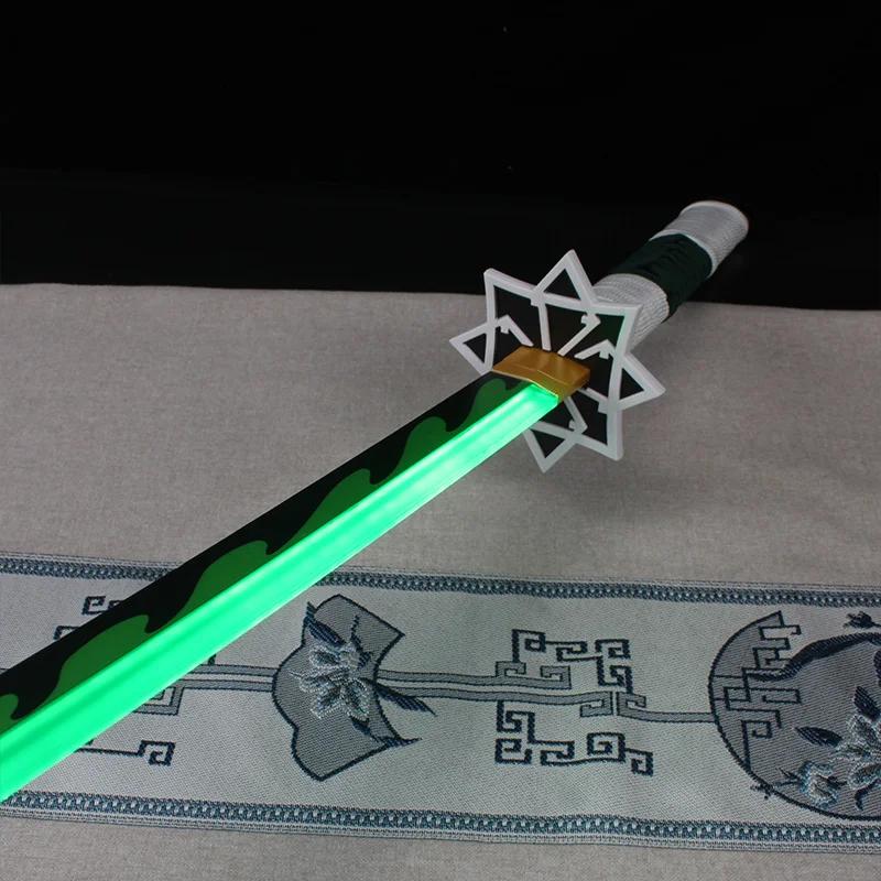 Demon Slayer LED Glowing Katana Sanemi Charakter Rollenspiel-Requisiten mit weißem Gürtel und Halter Bambus-Spielzeugschwert