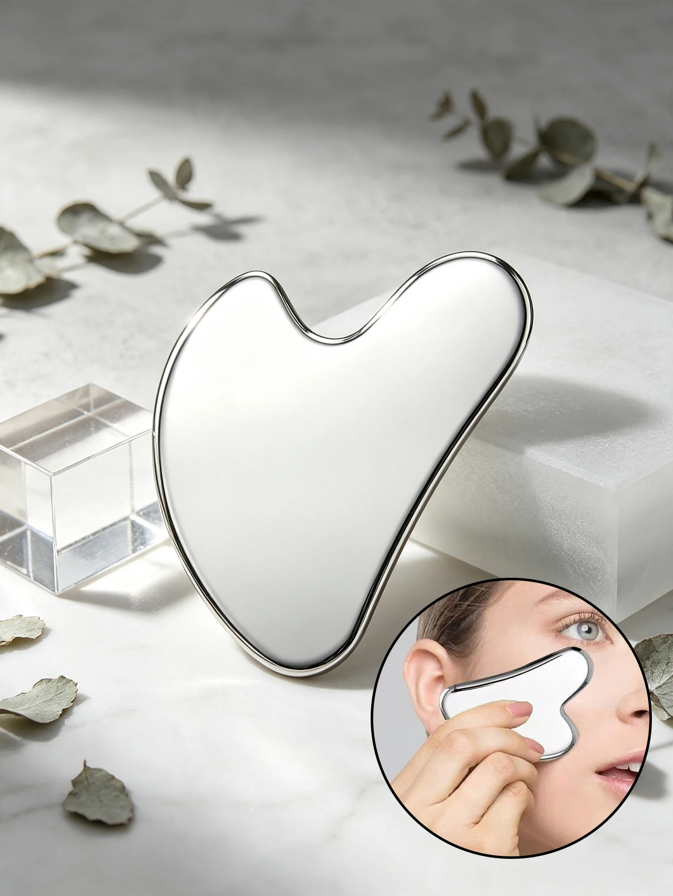 1 Piece Stainless Steel Gua Sha Board - Facial and Body Gua Sha Board, Natural Cooling Sensation, Relieves Swelling and Muscle Tension, Alleviates Jaw and Neck Tension, Suitable for Daily Self-Care and Home Spa