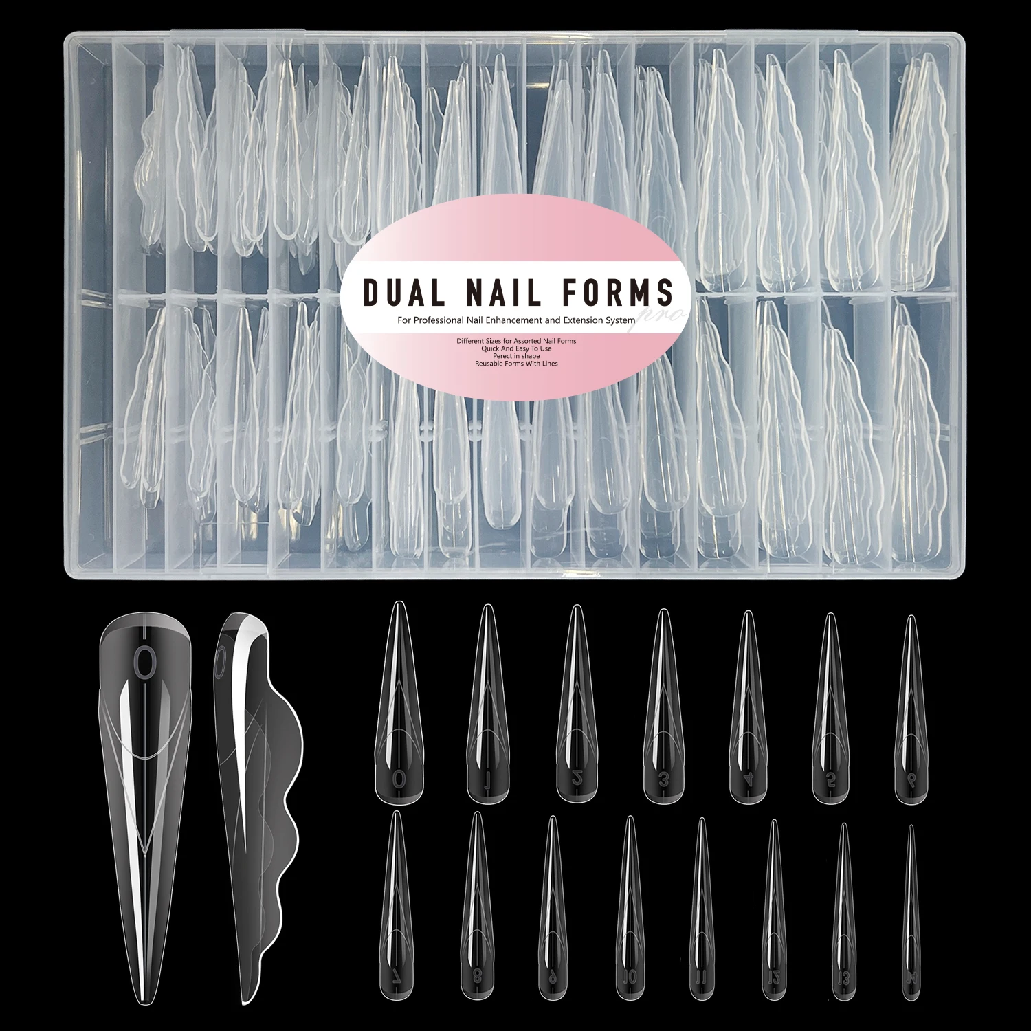 แม่พิมพ์ต่อเล็บแบบปีกผีเสื้อ 150 ชิ้น รูปทรงสติลเลตโต้ยาวพิเศษ ใช้ซ้ำได้ สำหรับทำเล็บเจลใส อะคริลิค ต่อเล็บ