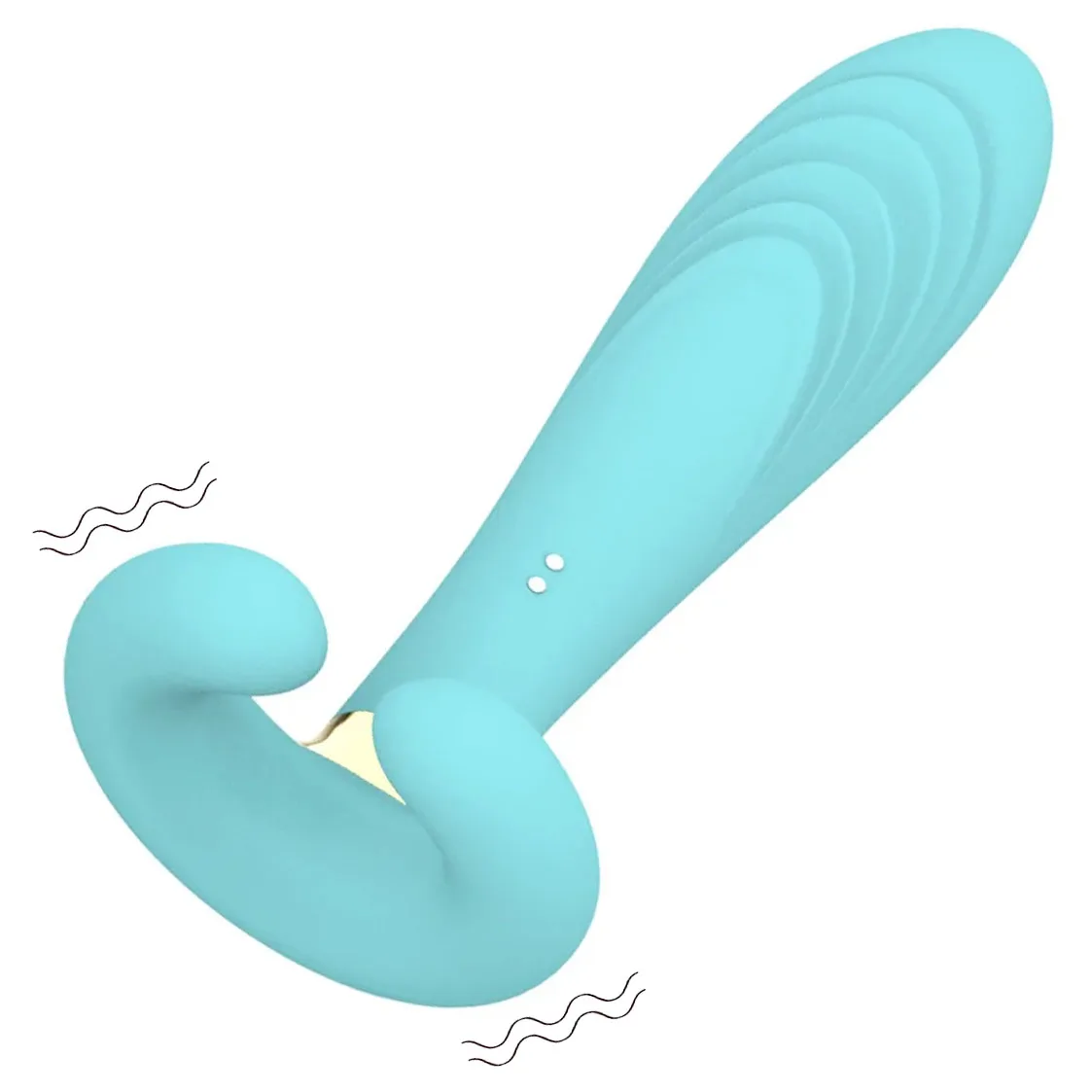 ilicone Prostate Massager Vibrator - Turquoise Rippled Anal Vibrator with Perineum Stimulator, G-Spot Sex Toy for Men Women