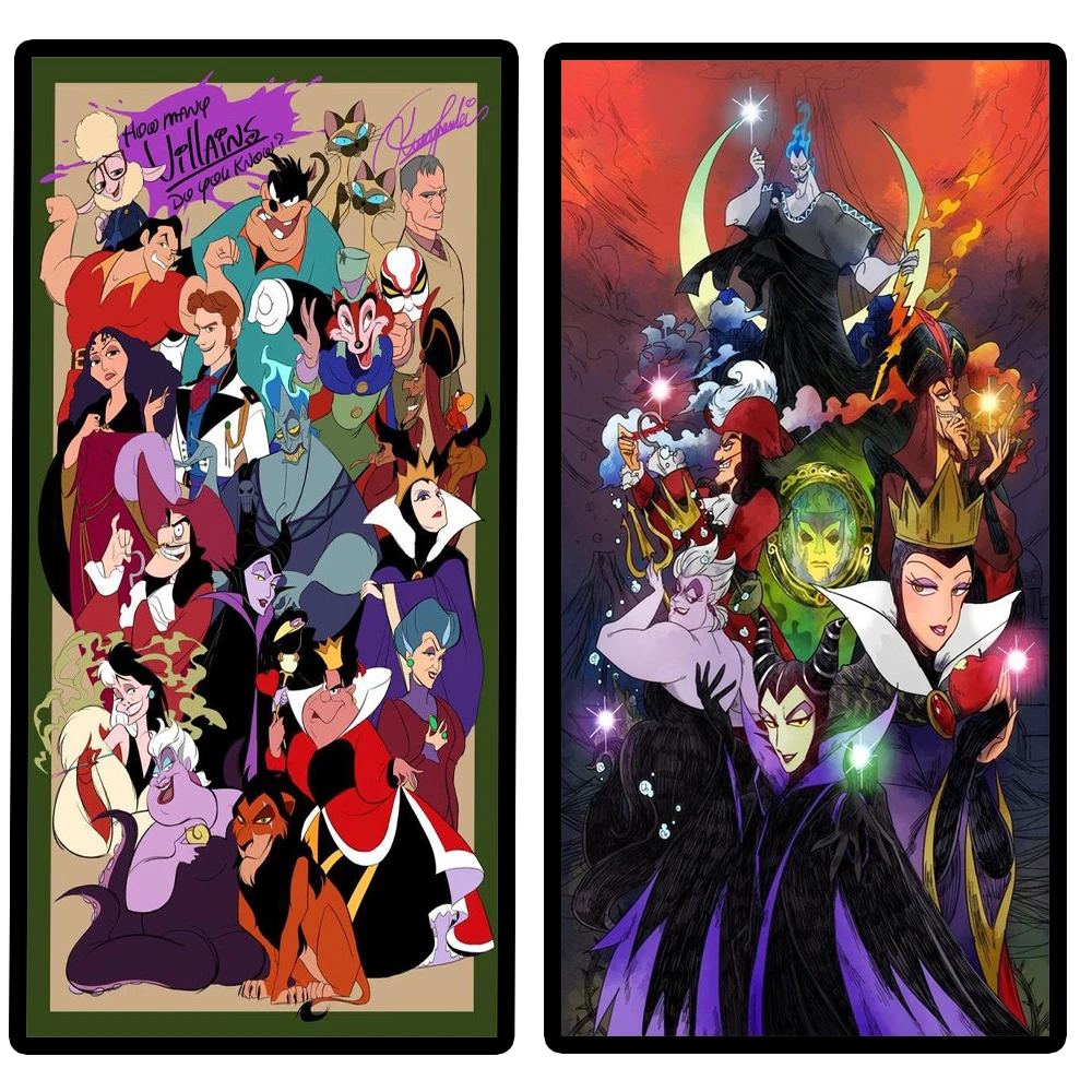 Póster de villanos de Disney para decoración de dormitorio de niños, impresión de dibujos animados, cicatriz maléfica, Ursula, Cruella de Vil, pintura en lienzo, arte de pared