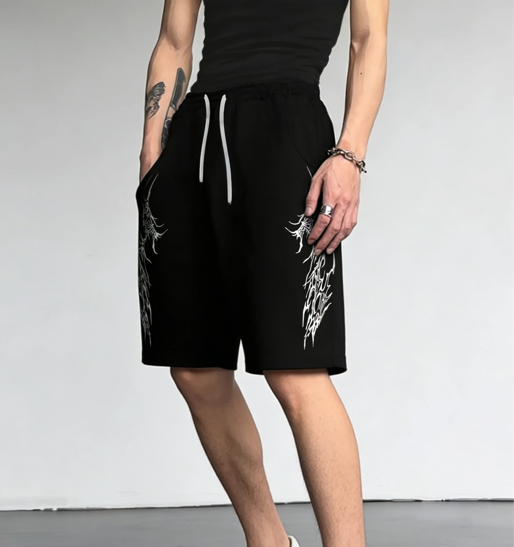 Hot Selling Fashionable and Cool Gothic Pattern Texture 3D Printing Harajuku Men's Outdoor Street Wear Hip-hop Loose Shorts