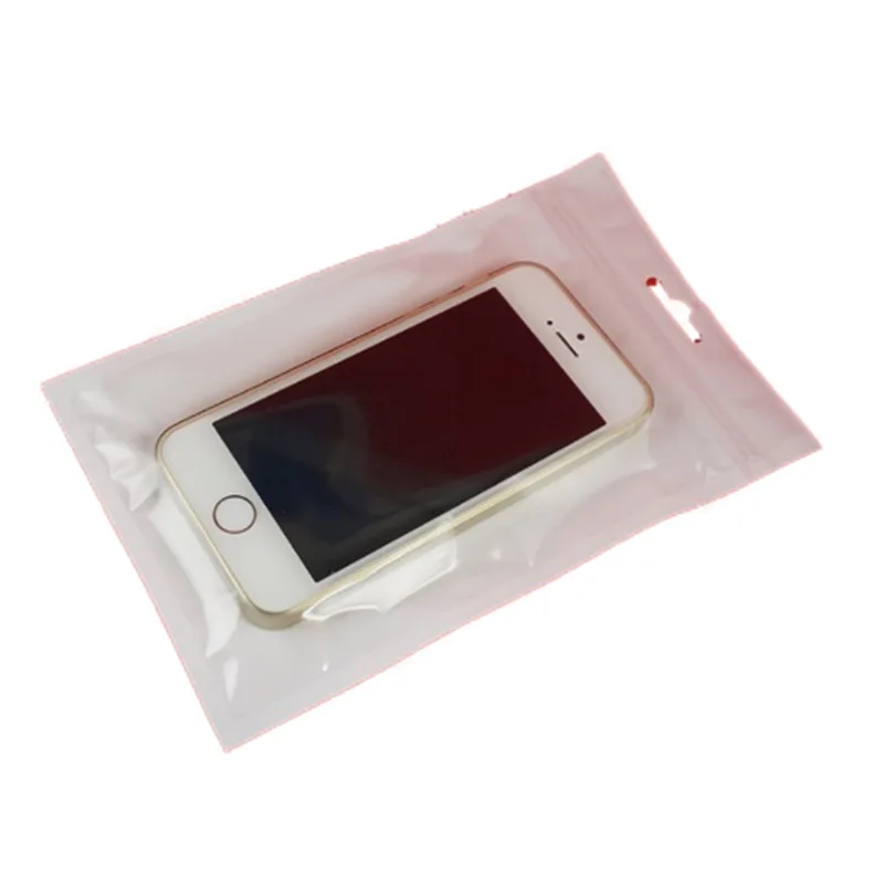 50Pcs/Lot White Mobile Phone Data Cable Accessories Seal Bag Transparent Plastic Retail Packaging Poly Pouches Zipper Lock Bag