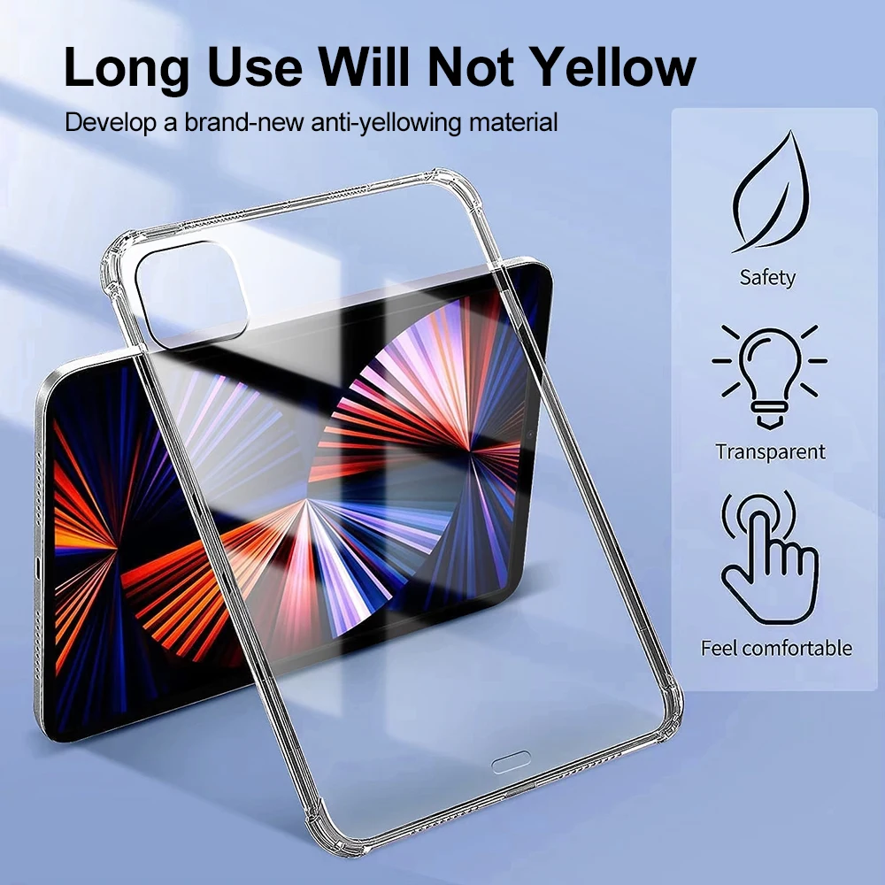 Clear Transparent Tablet Case for Apple iPad Pro 9.7 10.5 12.9 13 Air 2 3 11 13 Mini 5 6 7 Shell Full Frame Prevents Scratches