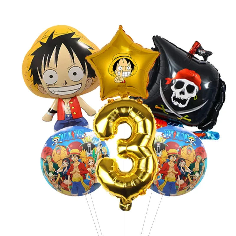 Jungen Anime Geburtstags-Ballonpaket One Piece Luffy Folienballon mit Konfetti Latex-Bündel für Heimparty – Detail 13