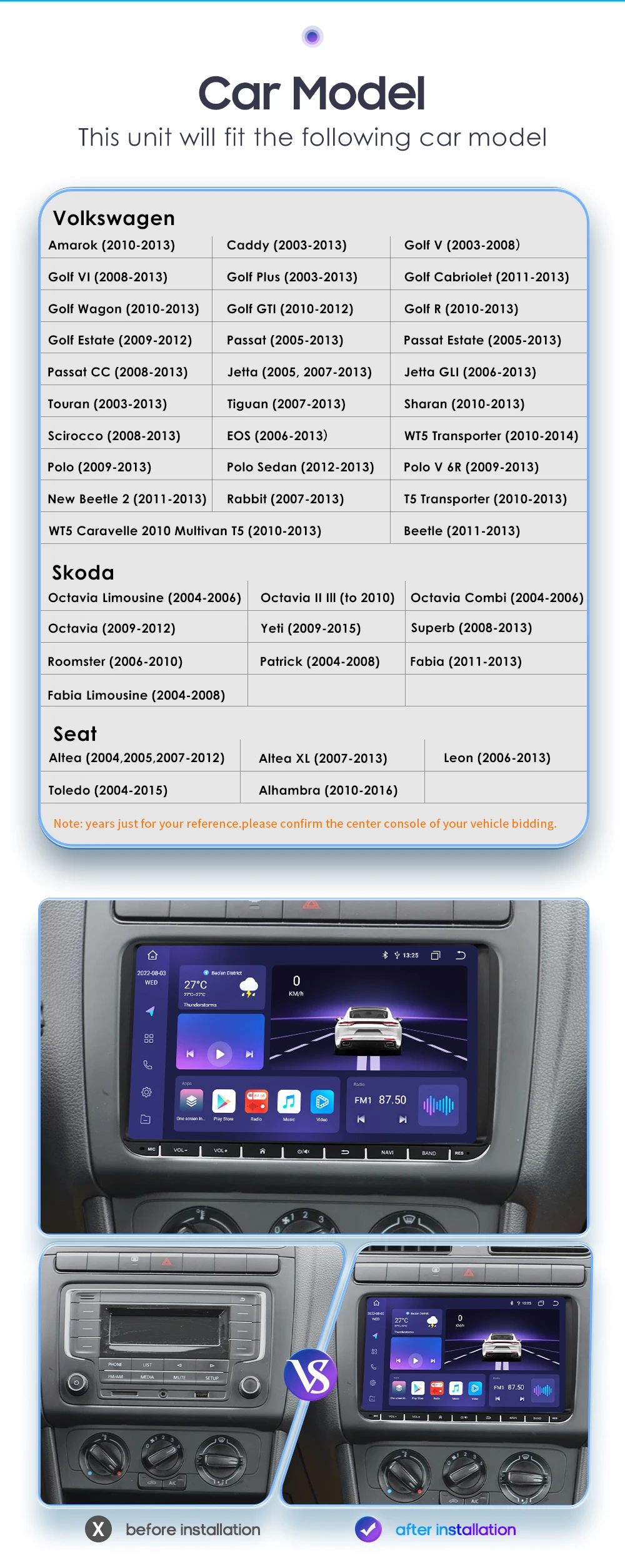 9" Hizpo 2Din Android Auto Autoradio für VW Volkswagen Golf Passat B6 B7 Skoda Seat Octavia Polo Tiguan RDS DSP GPS 4G CarPlay – Detail 4