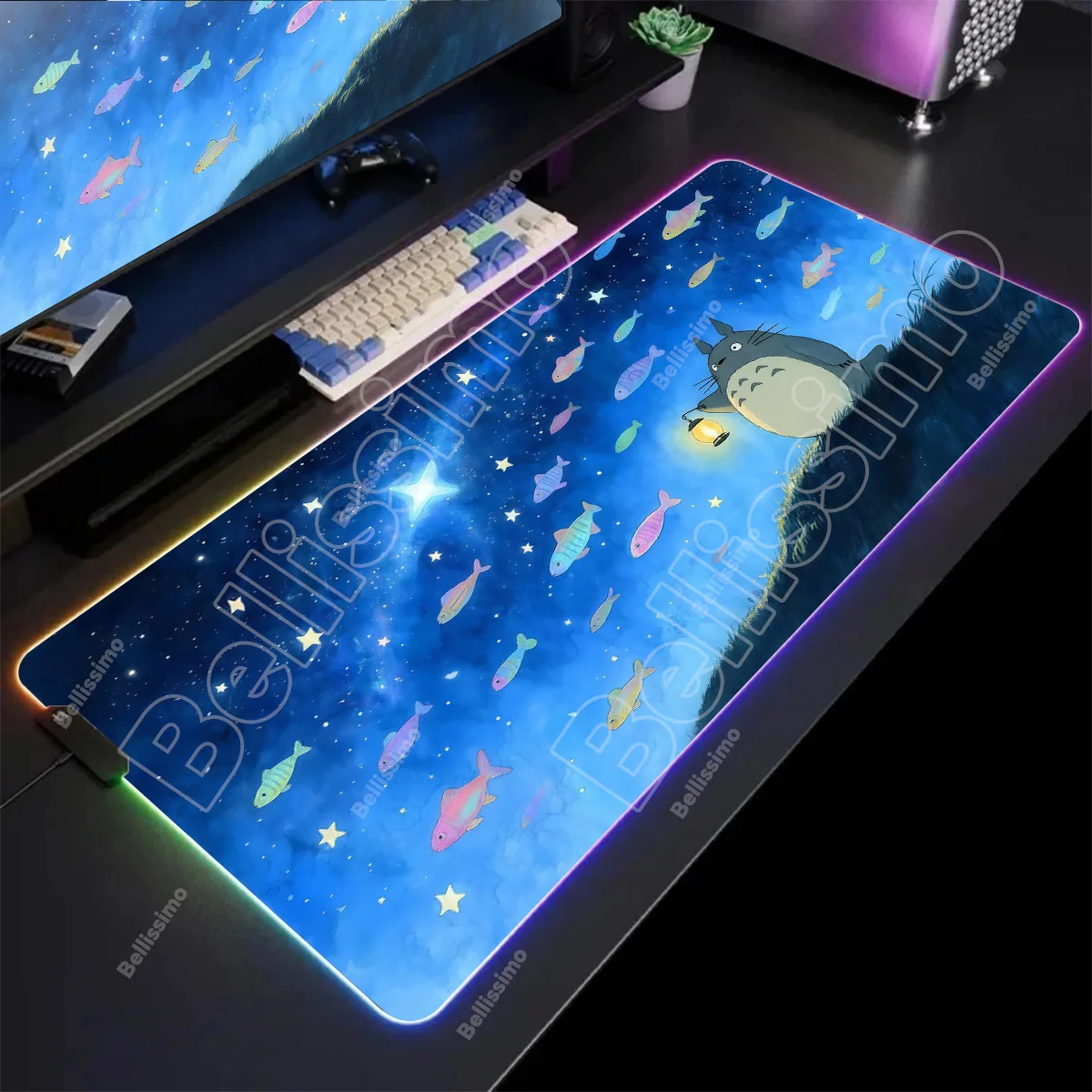 

Non-Slip Rubber Keyboard Pad T-Totoros Pc Cabinet Cute Carpet Mouse Pad RGB Anime Kawaii Deskmat LED Mousepad Office HD Printing