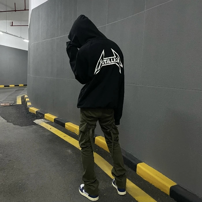 

2024 Popular Exclusive OG High Street Male and Female Couples Cotton Hoodie Old Double Wire Metal Band Loose Casual Hoodie Trend