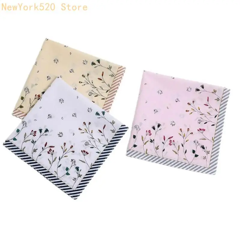 Square Handkerchief Women Cotton Wipe Sweat Bandana Reusable Thin Neck Scarfs N84C