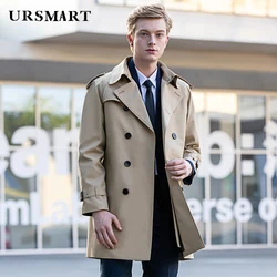 Gabardina larga para hombre, cortavientos holgado, resistente a la intemperie, doble botonadura, color caqui, para jóvenes, primavera y otoño, novedad