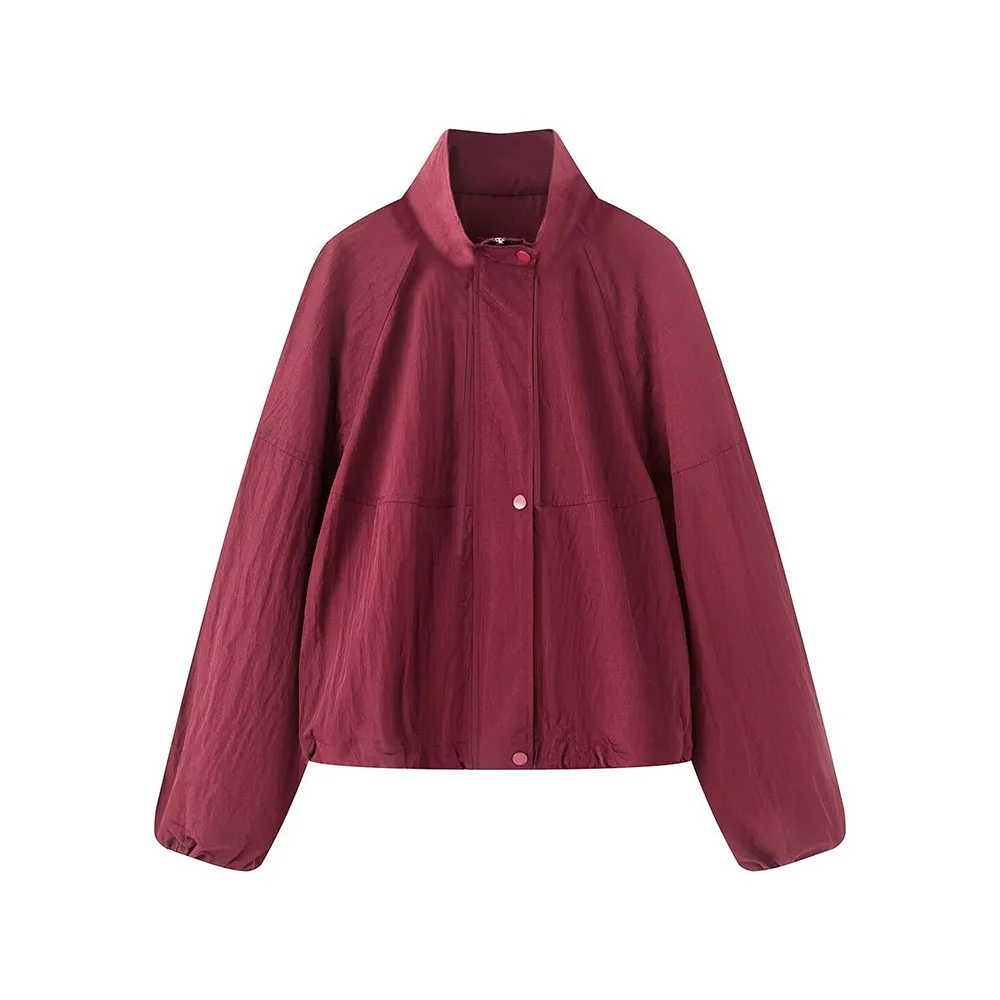 Hot Selling New Solid Color Women Coat Stand Collar Zipper Long Sleeve Top Casual Style Daily Fashion Outerwear For Ladies