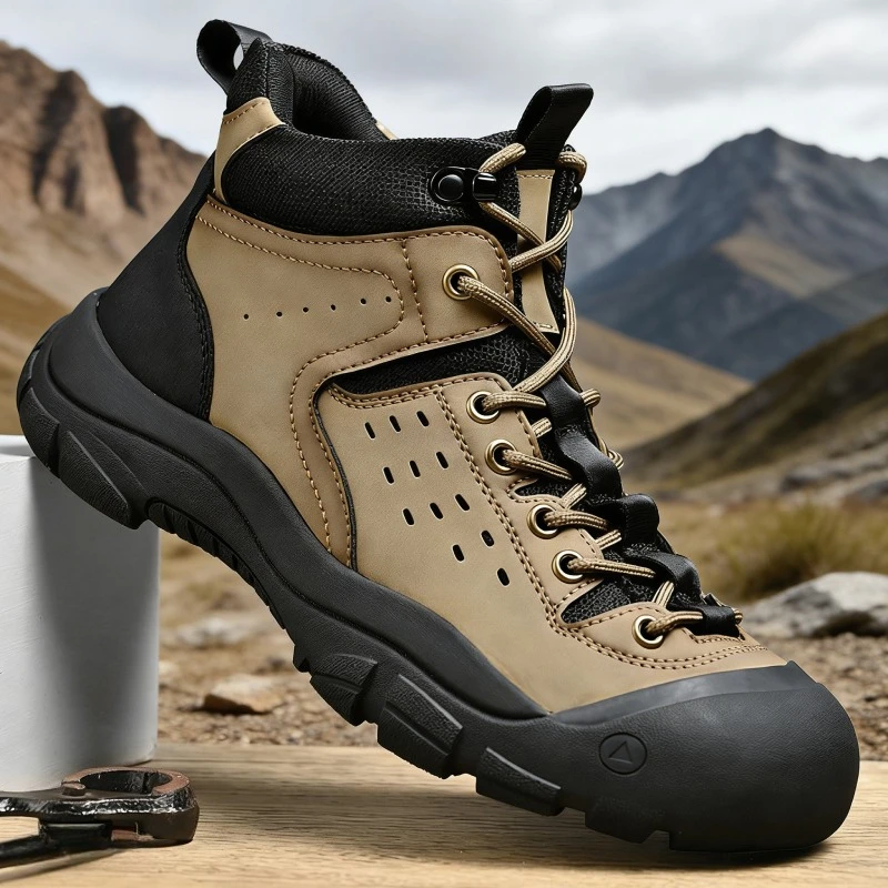 

Мужские походные ботинки средней высоты с защитой носка от ударов, нескользящей подошвой, дышащие, для активного отдыха, пустынные ботинки, кроссовки для треккинга и кемпинга