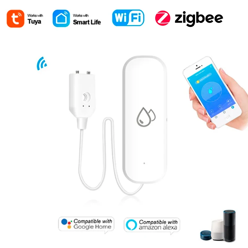 Tuya Smart WIFI/Zigbee Water Leakage Sensor Alarm Water Detector Flood Leakage Sensor APP Remote Control Security Alarm System