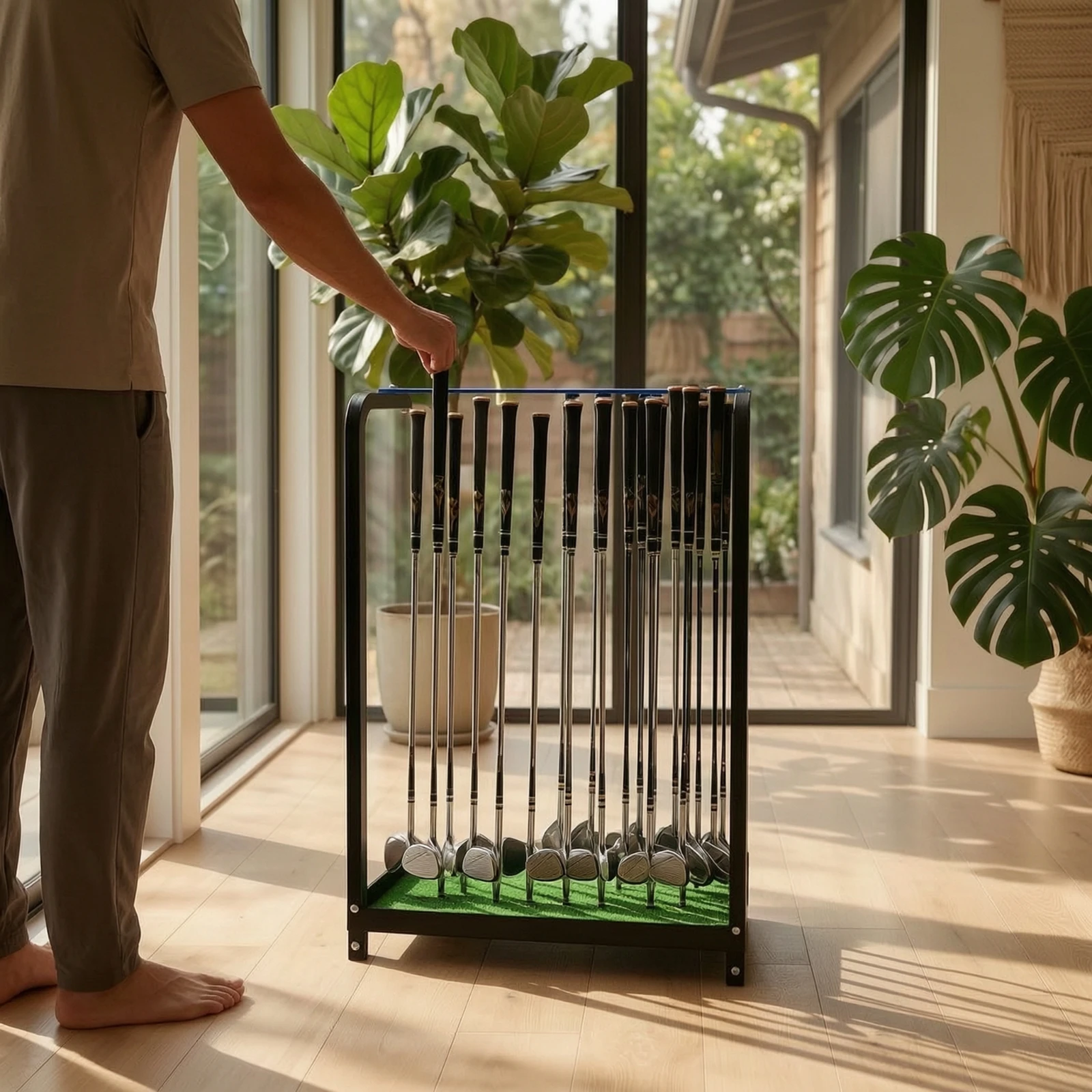 Stojak na kije golfowe z matą – Sports Equipment Organizer Rack recenzja i cena