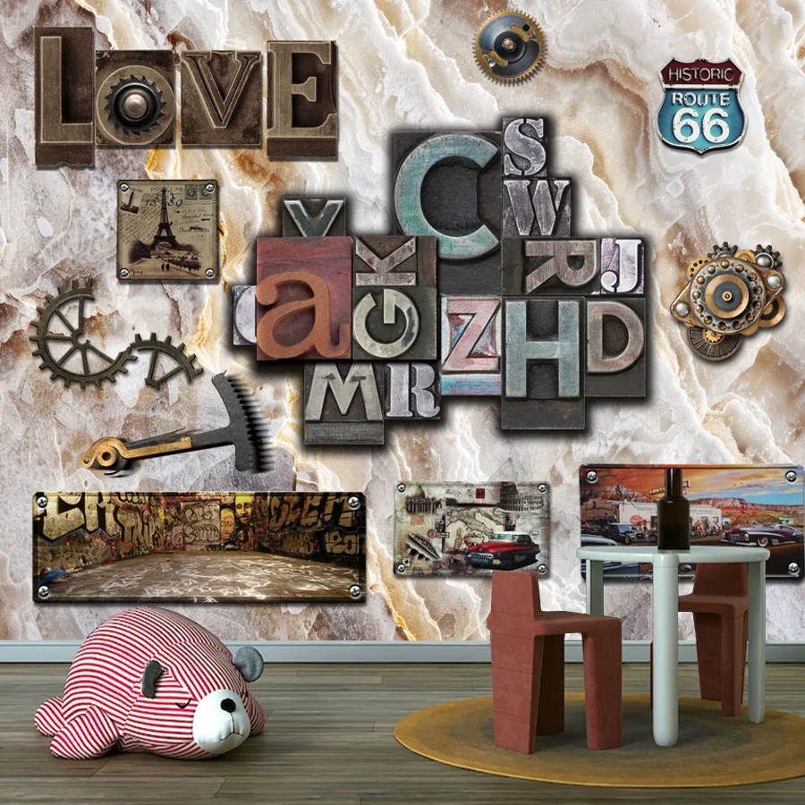 

Современные пользовательские обои Peel and Stick, домашний декор, панель для украшения гостиной, мраморные буквы, ремонт мебели, фрески для телевизора