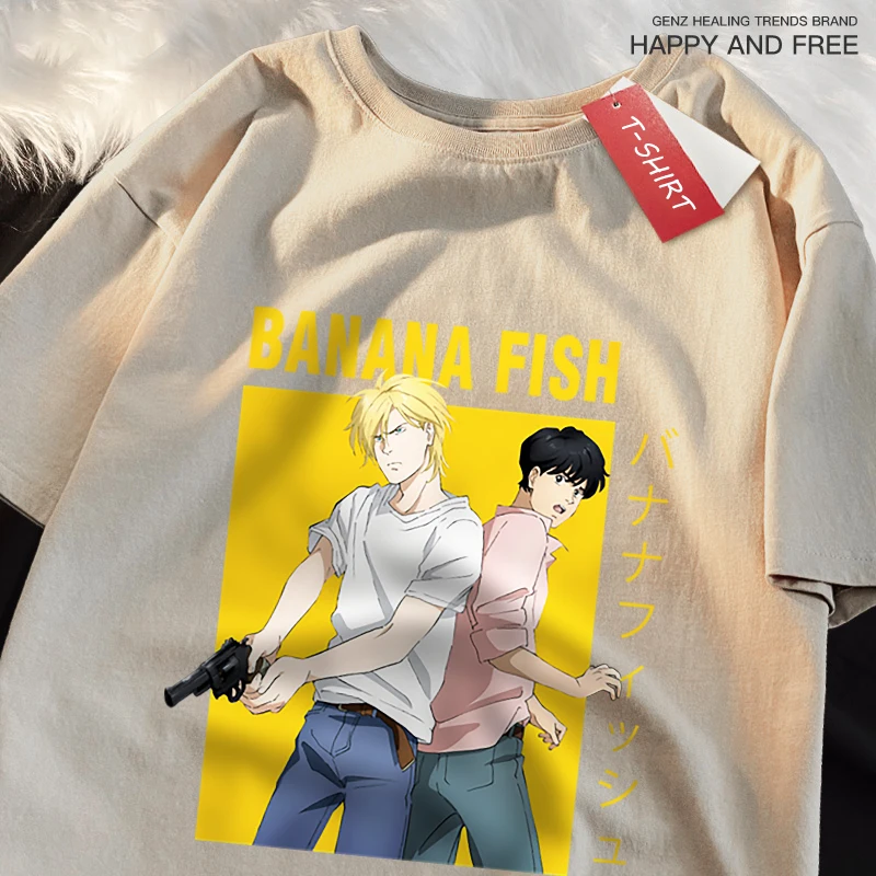 Banana Fish Ash Lynx Eiji Okumura Yaoi Anime T-Shirts Girl Cool T-Shirt Aesthetic Personality Tshirt Home Holiday Tops