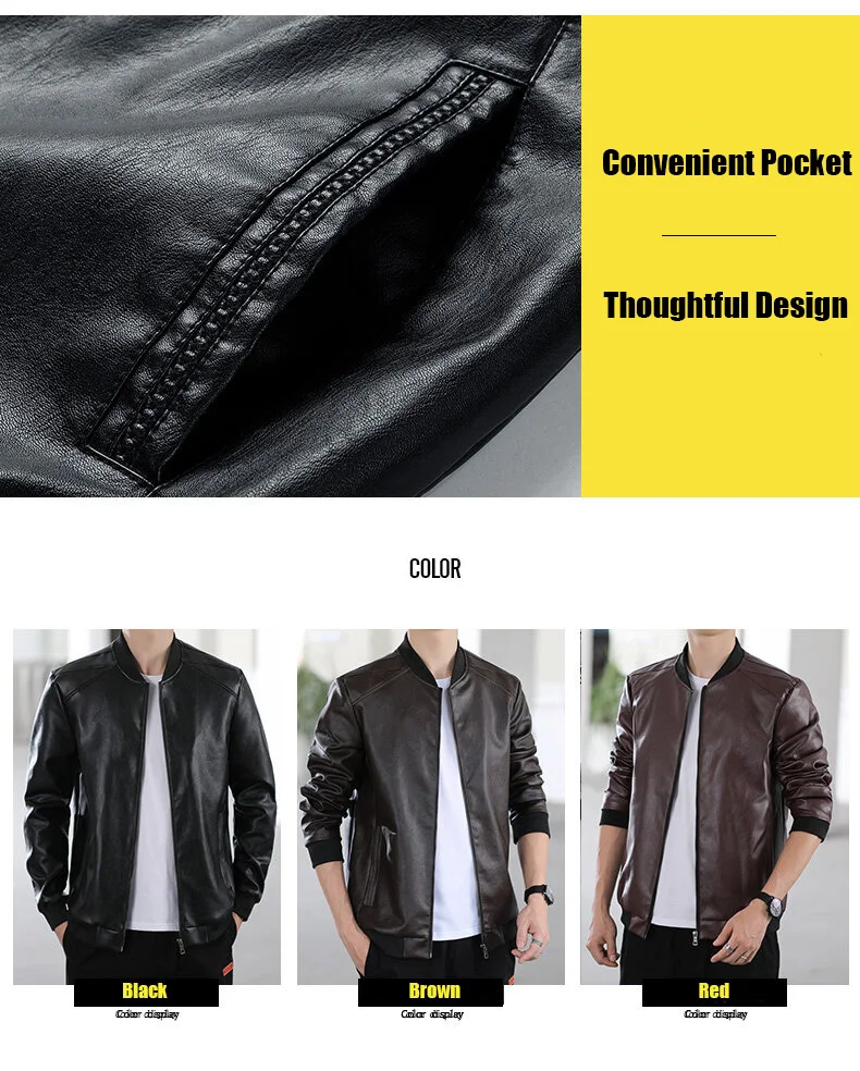 TRAF 2024 Leather Men Spring Korean Comfortable Slim Trend Handsome Men\'s Leather Jacket Motorcycle Leisure Jacket