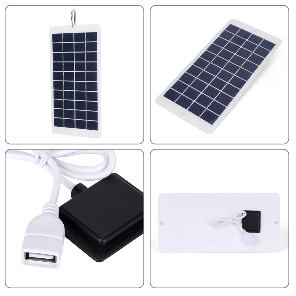 Panel Solar de 2W con USB, cargador de teléfono para exteriores, impermeable para senderismo y Camping, carga Solar portátil, fuente de alimentación móvil de 5V