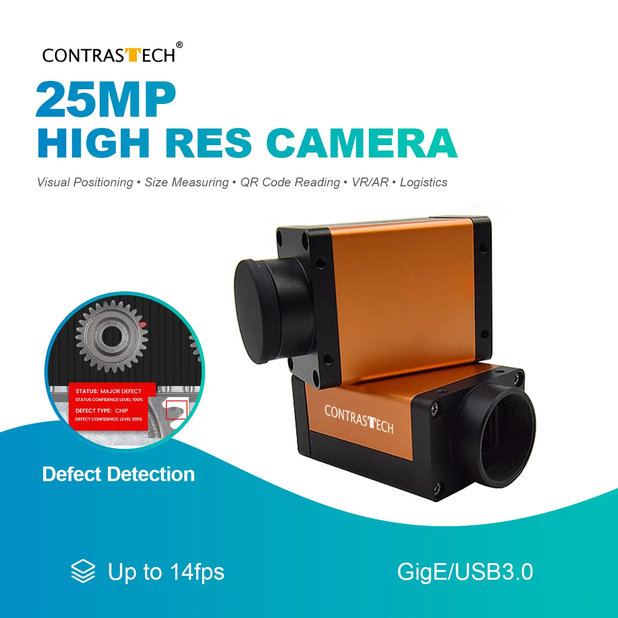 Gpixel GMAX0505 25MP 14FPS Automatic Inspection USB3.0/GigE High Resolution Camera Sport for Surface Patch Detection Contrastech